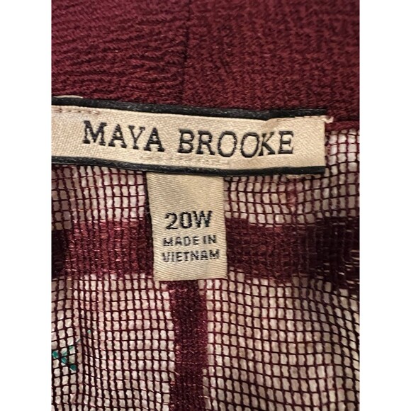 Maya Brooke 3/4 Sleeve Open Knit Midi Jacket Crimson Red Plus Size 20W - Picture 5 of 7